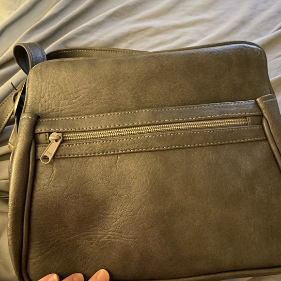 NWT Vintage 1980s gray leather shoulder bag - Picture 8 of 14